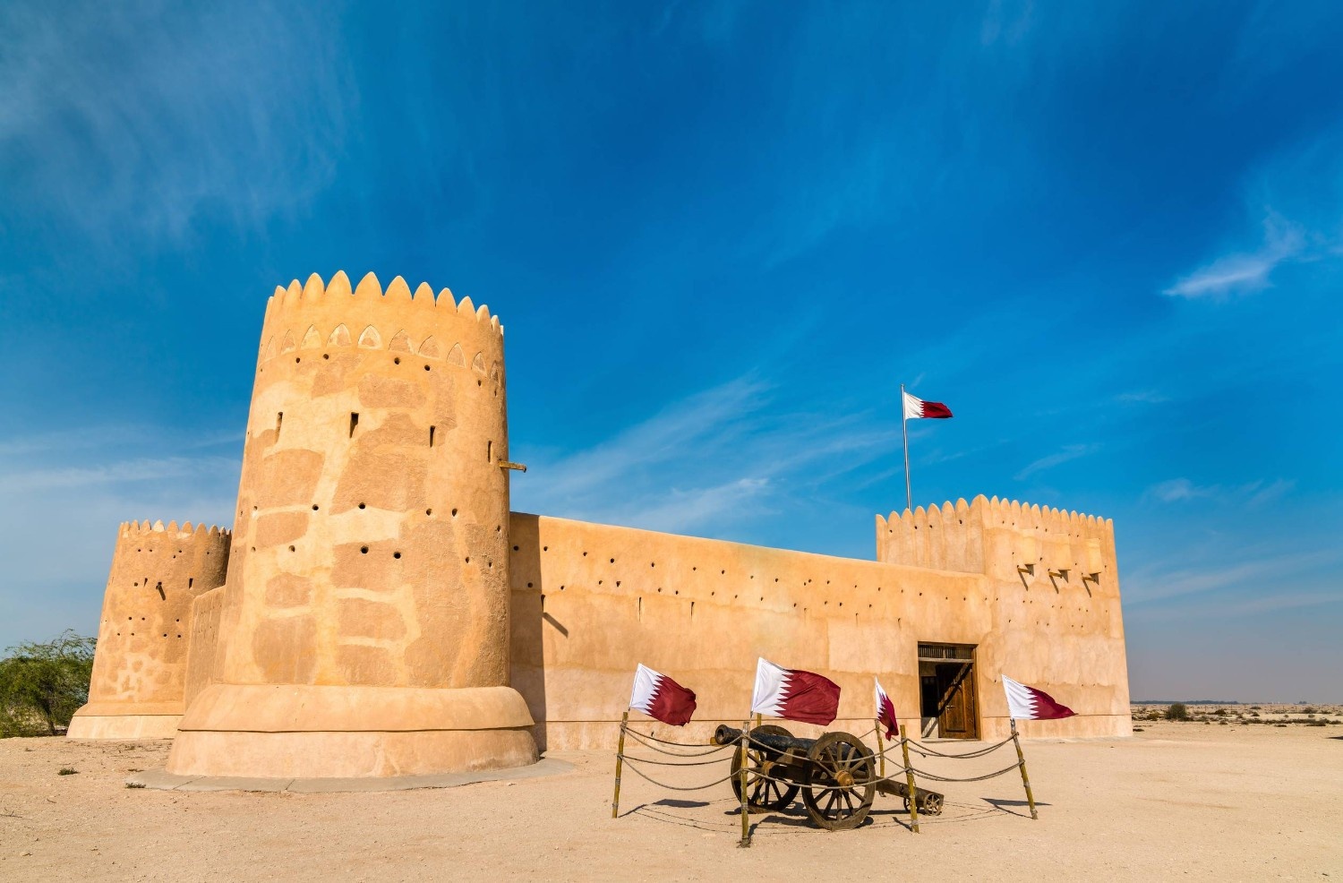 A Cannon Placed In Front Of Al Zubarah