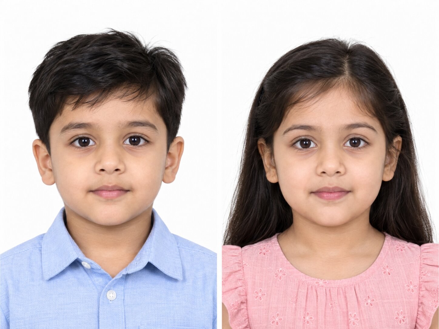 Correct visa application photo of children