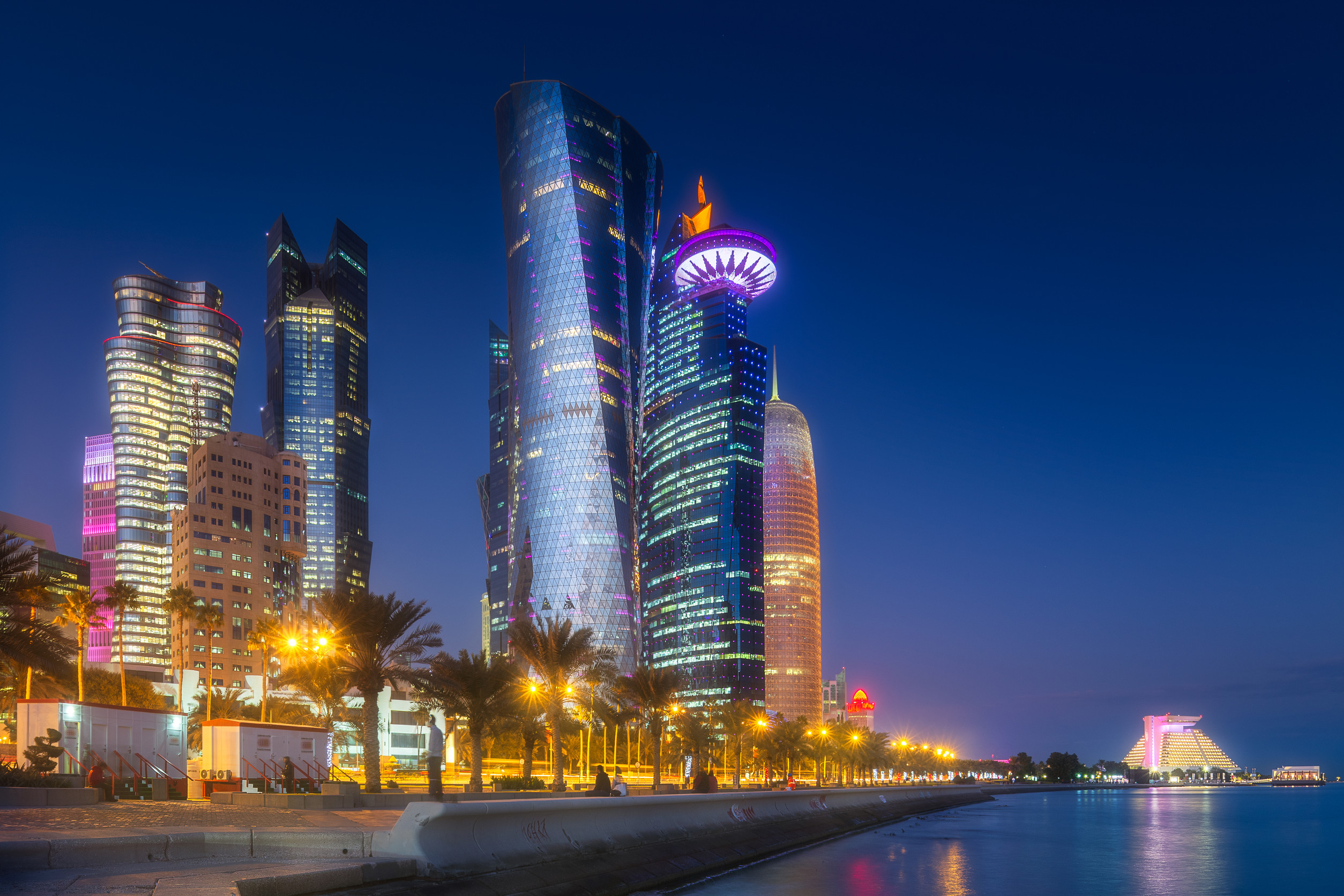 Doha corniche at night