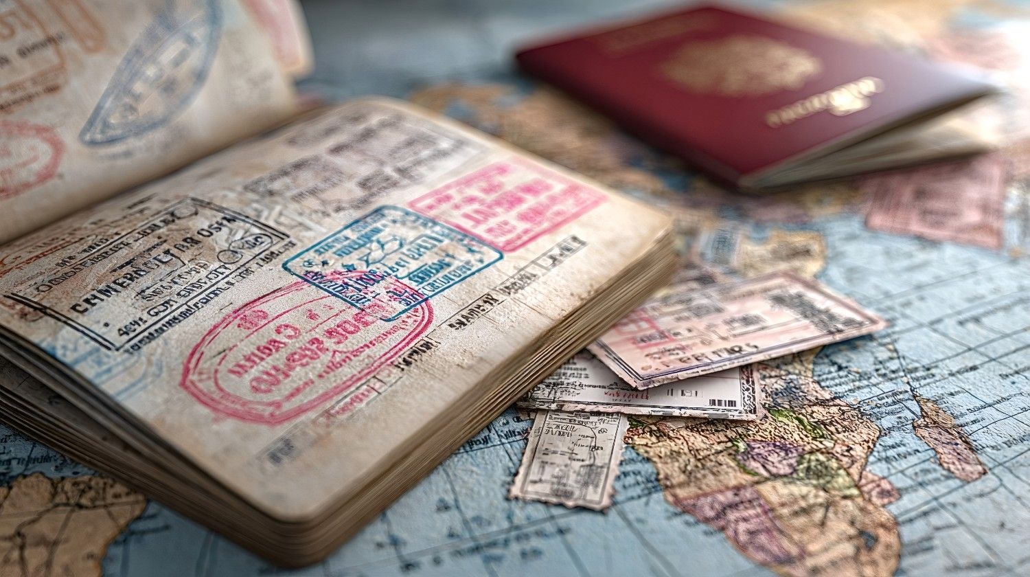 Passport with Multiple Visa Stamps