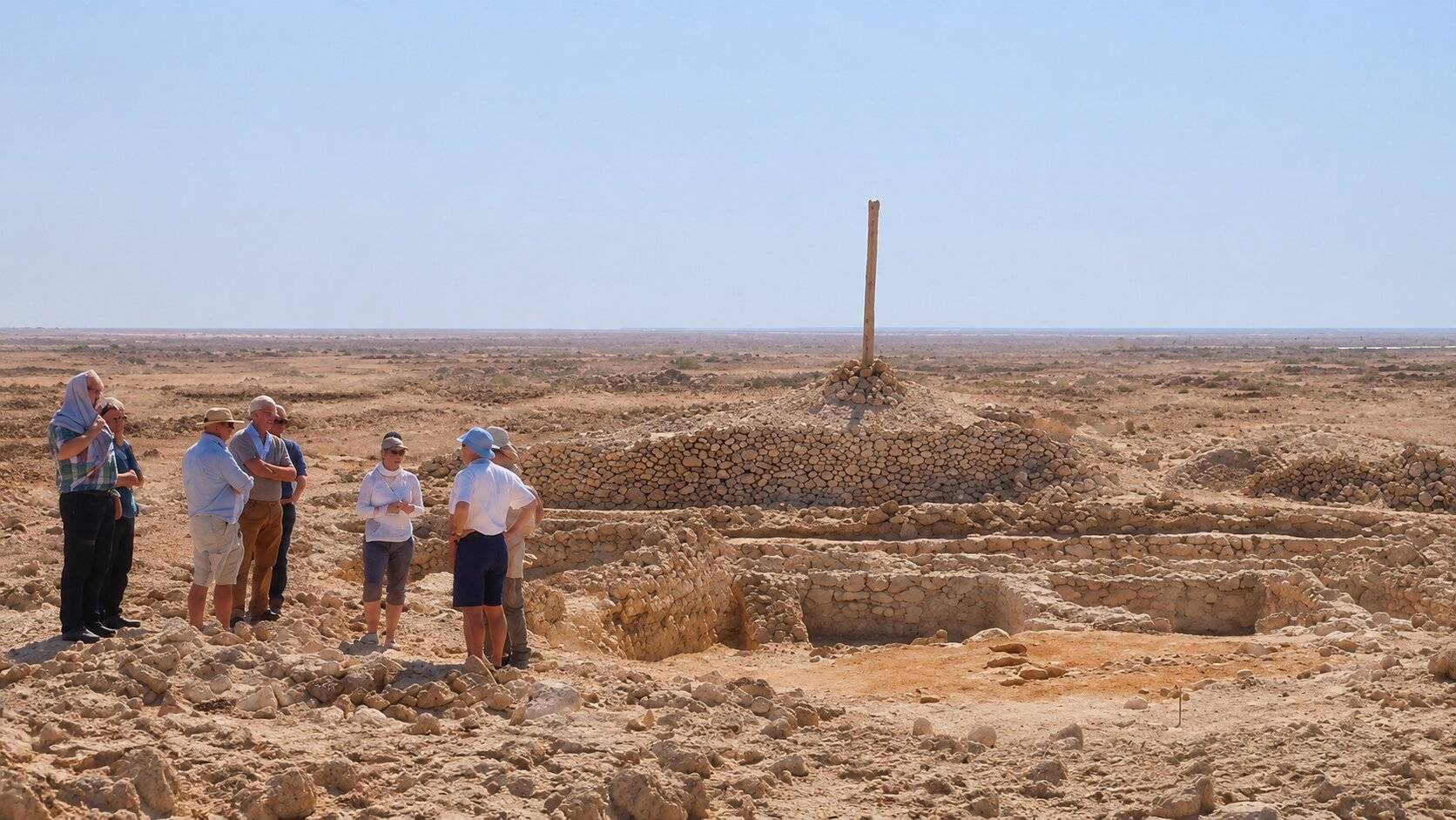Some Archaeologists Looking At Al Zubarah Ruins