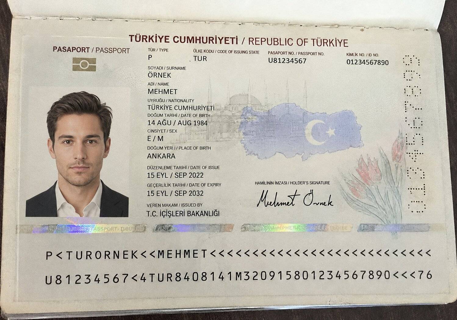 Turkey Passport Bio Page Scan